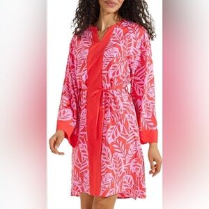 Coolibar UPF 50 Calvada Cover-Up Dress - Radiant Red Matira Palm) XL